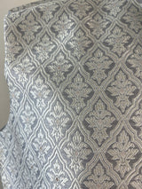 Silver Grey men's Nehru/Modi jacket in raw silk with zari buttis weaving — Kaash Collection