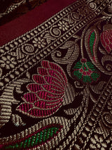 Brinjal Purple Banarasi saree in banarasi silk with banarasi motifs with meenakari accents — Kaash Collection