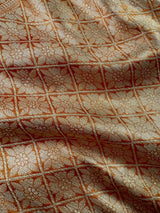 Copper Banarasi Soft Satin Tissue saree in banarasi soft satin tissue silk with muted gold zari floral jaal weave — Kaash Collection
