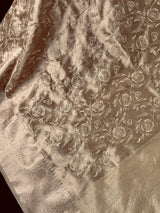 Deep Champagne Banarasi Tissue saree in banarasi tissue silk with intricate floral embroidery on tissue silk — Kaash Collection