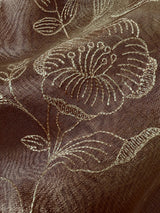Deep Champagne Banarasi Tissue saree in banarasi tissue silk with intricate floral embroidery on tissue silk — Kaash Collection