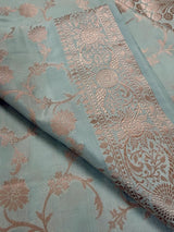 Statement Dull Dusty Blue Color Banarasi Semi Katan Silk Saree - Kaash