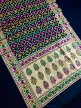 Statement Grand Black Color Patola Pattern Saree with Meenakari and Muted Gold Zari Weave - Kaash