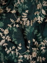 Green soft organza silk dupatta with muted gold zari, embroidery & sequin — Kaash Collection