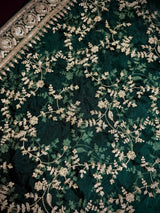 Green soft organza silk dupatta with muted gold zari, embroidery & sequin — Kaash Collection