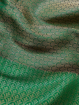 Statement Handmade Antique Gold Color Banarasi Brocade Tissue Silk Saree with Meenakari Paithani Border and Peacock Motifs - Kaash
