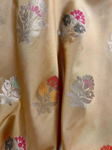 Biscuit with Pink Banarasi saree in banarasi semi katan silk with meenakari with pink border — Kaash Collection