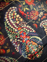 Black Mulmul Cotton Banarasi saree in pure banarasi mulmul cotton with floral kalamkari digital prints with zari borders — Kaash Collection