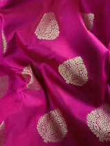 Statement Handmade Deep Magenta Pink Color Banarasi Semi Katan Silk Saree - Kaash