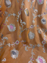 Gold Banarasi saree in banarasi semi katan silk with meenakari with muted gold zari weave — Kaash Collection
