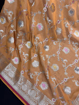 Gold Banarasi saree in banarasi semi katan silk with meenakari with muted gold zari weave — Kaash Collection