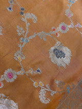 Gold Banarasi saree in banarasi semi katan silk with meenakari with muted gold zari weave — Kaash Collection