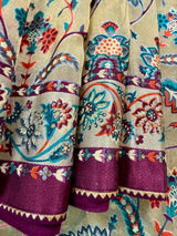 Statement Handmade Pastel Beige Color Soft Organza Tissue Silk Saree with Floral Prints - Kaash