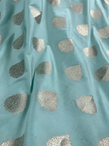 Pastel Sea Blue with Wine Pallu Banarasi saree in banarasi semi katan silk with meenakari with gold zari weave — Kaash Collection