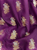 Statement Handmade Purple Color Banarasi Semi Silk Saree with Copper and Sliver Zari Weave - Kaash