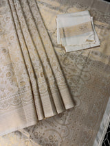 Statement Ivory Color Saree with Muted Gold Zari Weave - Kaash