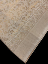 Statement Ivory Color Saree with Muted Gold Zari Weave - Kaash
