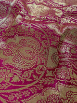 Statement Magenta Muave Color Banarasi Silk Saree with Floral Jaal Weave - Kaash