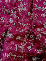 Pink soft organza silk dupatta with muted gold zari, embroidery & sequin jaal — Kaash Collection