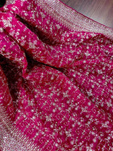 Pink soft organza silk dupatta with muted gold zari, embroidery & sequin jaal — Kaash Collection