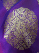 Statement Purple Banarasi Brocade Silk Saree - Floral Jaal Weave in Muted Gold Zari - Kaash