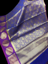 Statement Purple Banarasi Brocade Silk Saree - Floral Jaal Weave in Muted Gold Zari - Kaash