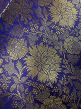 Statement Purple Banarasi Brocade Silk Saree - Floral Jaal Weave in Muted Gold Zari - Kaash