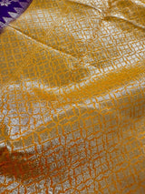 Purple with Mustard Yellow Banarasi saree in banarasi semi silk with meenakari floral jaal with mustard border — Kaash Collection