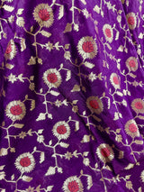 Purple with Mustard Yellow Banarasi saree in banarasi semi silk with meenakari floral jaal with mustard border — Kaash Collection