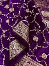 Statement Purple Color Pure Banarasi Satin Silk Saree with Handwoven Gold Zari Weaved Saree - Kaash