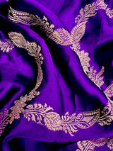 Statement Purple Color Pure Banarasi Satin Silk Saree with Handwoven Gold Zari Weaved Saree | Silk Mark Certified | Kaash Collection - Kaash