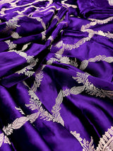 Statement Purple Color Pure Banarasi Satin Silk Saree with Handwoven Gold Zari Weaved Saree | Silk Mark Certified | Kaash Collection - Kaash