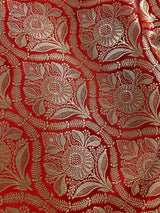 Statement Red Color Pure Banarasi Mashru Silk Saree with Tanchoi Weaving - Kaash