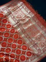 Rust & Burnt Orange Banarasi saree in banarasi silk with muted gold zari with burnt orange tones — Kaash Collection