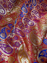 Statement Saree in Red Color - Banarasi Jaal Saree with Meenakari in Parsley Pattern in Multi Color - Kaash