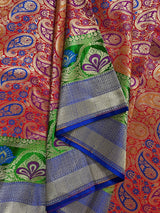 Statement Saree in Red Color - Banarasi Jaal Saree with Meenakari in Parsley Pattern in Multi Color - Kaash
