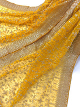 Yellow soft organza silk dupatta with muted gold zari, embroidery & sequin jaal — Kaash Collection