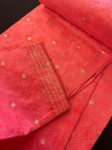 Strawberry Pink Soft Silk Men Kurta Pajama for Men with Self Design material with small Zari Weave butti - Kaash