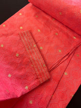 Strawberry Pink Soft Silk Men Kurta Pajama for Men with Self Design material with small Zari Weave butti - Kaash