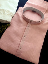Tea Pink Color Kurta with Self Design | Wedding & Party Wear - Kaash