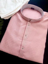 Tea Pink Color Kurta with Self Design | Wedding & Party Wear - Kaash