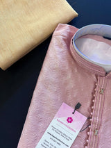 Tea Pink men's kurta pajama in raw silk (non-pure) with light-weight self-design — Kaash Collection