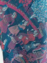 Teal kashmiri wool Kashmiri shawl with traditional floral design — Kaash Collection