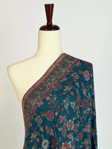 Teal premium pashmina Kashmiri shawl with kani weave, floral motifs — Kaash Collection