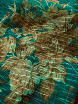 Teal Green Soft Organza Saree: Floral Digital Print, Sequin, Zari Work Party Wear - Kaash