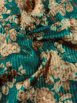 Teal Green Soft Organza Saree: Floral Digital Print, Sequin, Zari Work Party Wear - Kaash