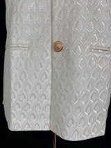 White men's Nehru/Modi jacket in cotton silk with embroidery & sequin work — Kaash Collection