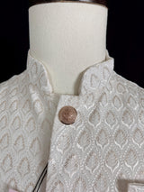 White Color Men Jacket with Sequin and Thread Work | High Quality Premium Soft Cotton Silk Men Jacket for Kurtas | Jacket for Kurtas - Kaash