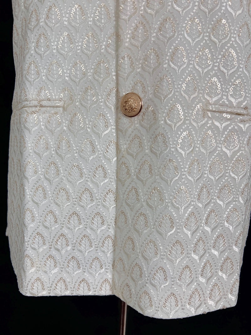 White Color Men Jacket with Sequin and Thread Work | High Quality Premium Soft Cotton Silk Men Jacket for Kurtas | Jacket for Kurtas - Kaash