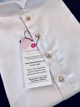 White men's kurta pajama in pure linen cotton with premium linen cotton with fancy buttons — Kaash Collection